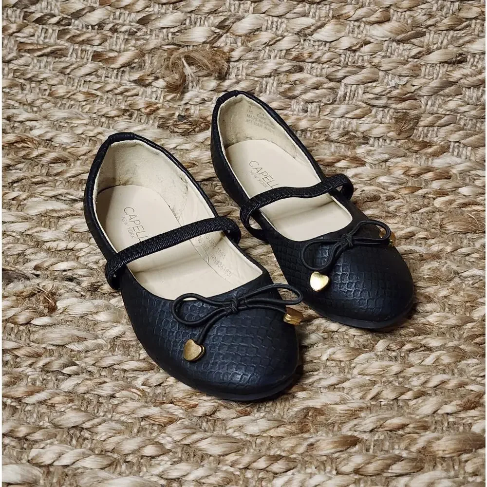 Capelli Toddler Girls Black Ballet Flats Size 8 Slip-On Shoes